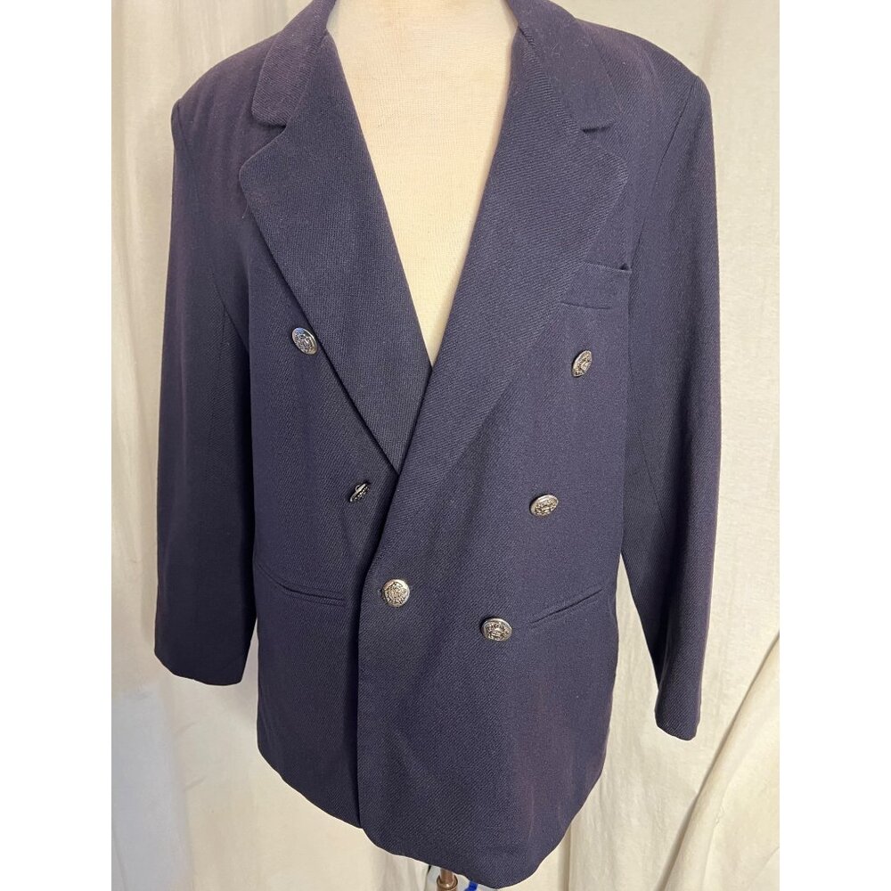 Dumas petite double breast Blazer 12 P Wool USA Corp Core Goth Office